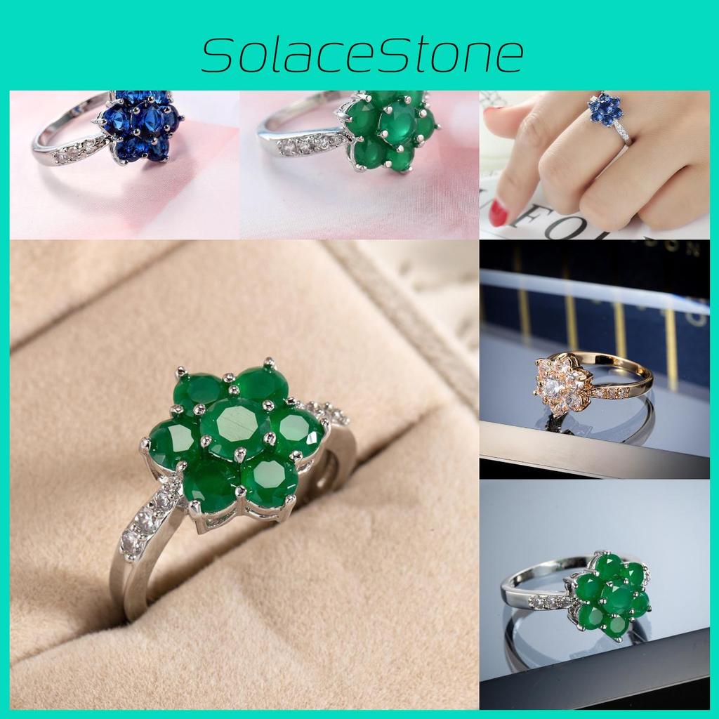 Blue Pink Zirconium Ring Copper Base Gold Plating Conscious Women Decoration