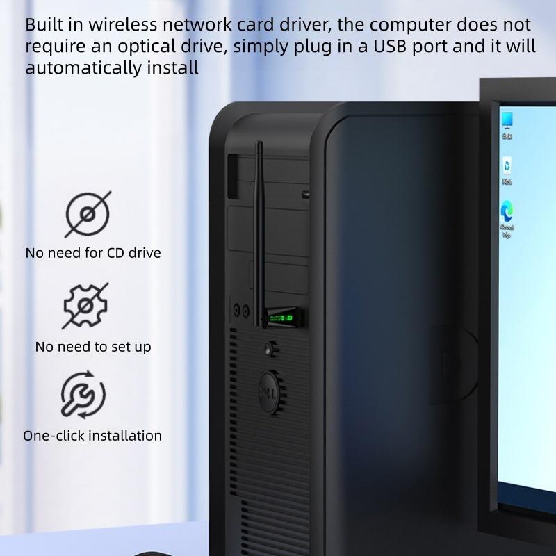 AX300 WIFI6 USB Wireless Adapter 2.4Hz Encryption Dongle Receiver Driver Free 802.11AX Network Card for Win7/10/11 PC/Laptop