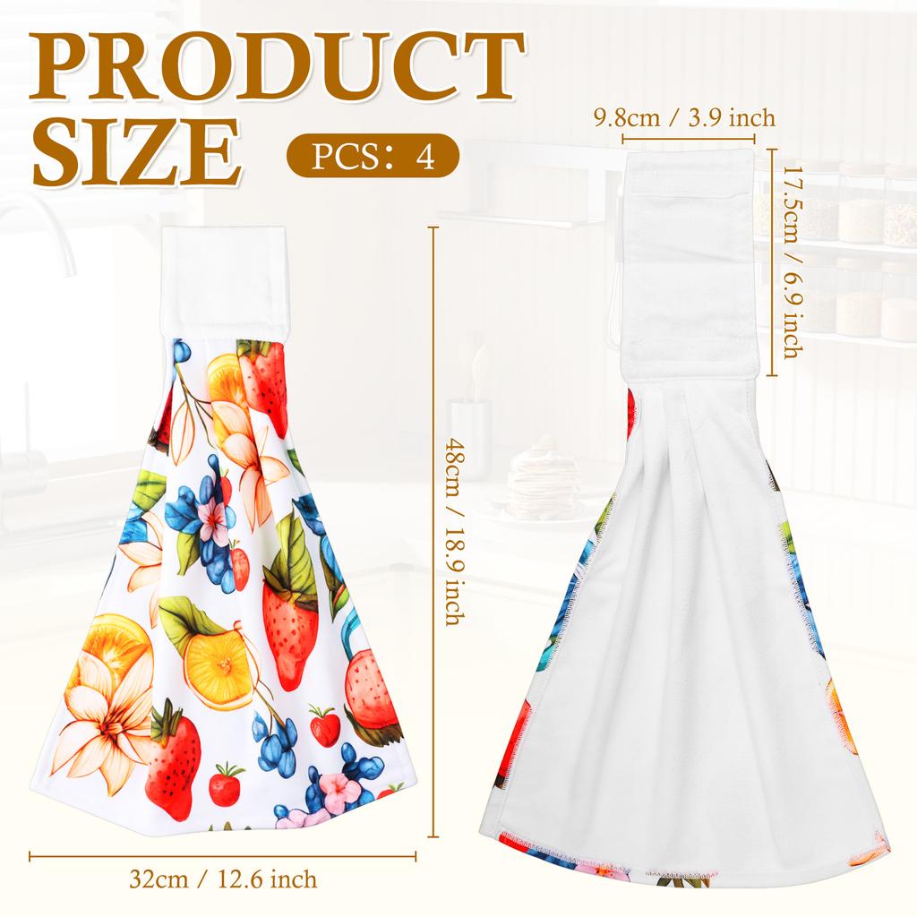 4Pcs Hanging Hand Towel Fiber High Absorbency Soft Towel Fast Drying Easy to Clean for Home Bathroom Kitchen Accessories