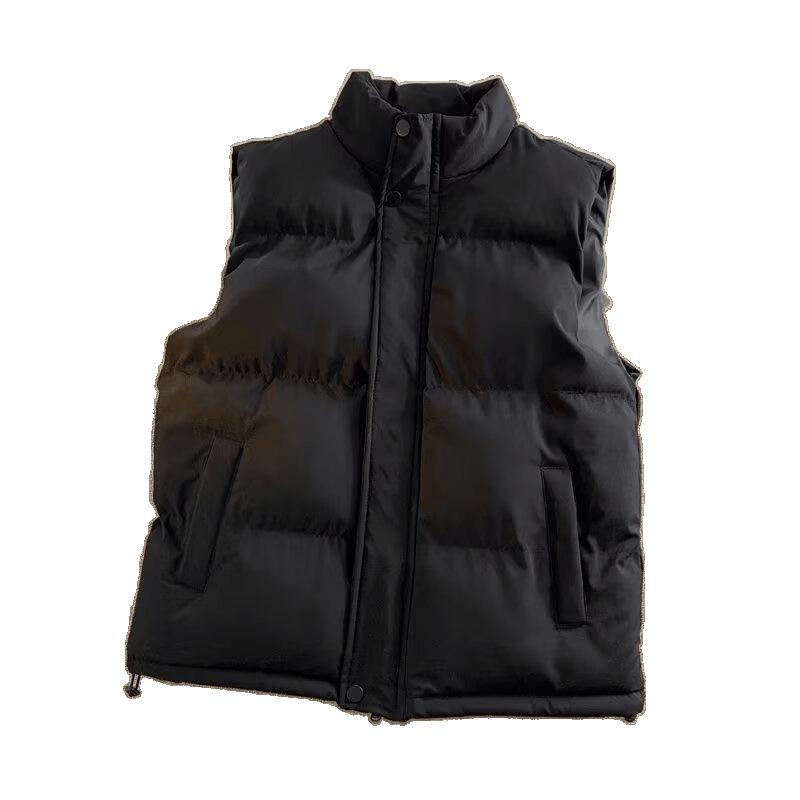 Unisex Korean Style Stand-Up Collar Cotton Vest - Slim Fit, Thickened, Warm, Sleeveless Outerwear for Autumn/Winter