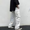 Pantaloni cargo da uomo stile Hip Hop multi tasche gamba larga tinta unita sciolto vita media gamba dritta pantaloni lunghi da uomo streetwear morbidi e traspiranti