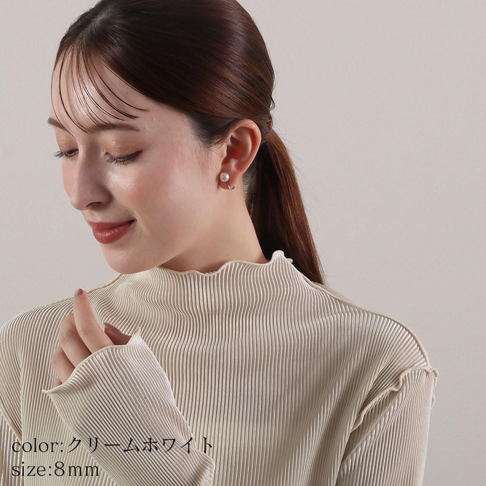 Japanese pearl grand selectable 10mm brand warranty [VOTRE COUTURE] earrings, gold, premium, color, pearl, 6mm, 8mm, beads, 3-year (Brass_cream white,