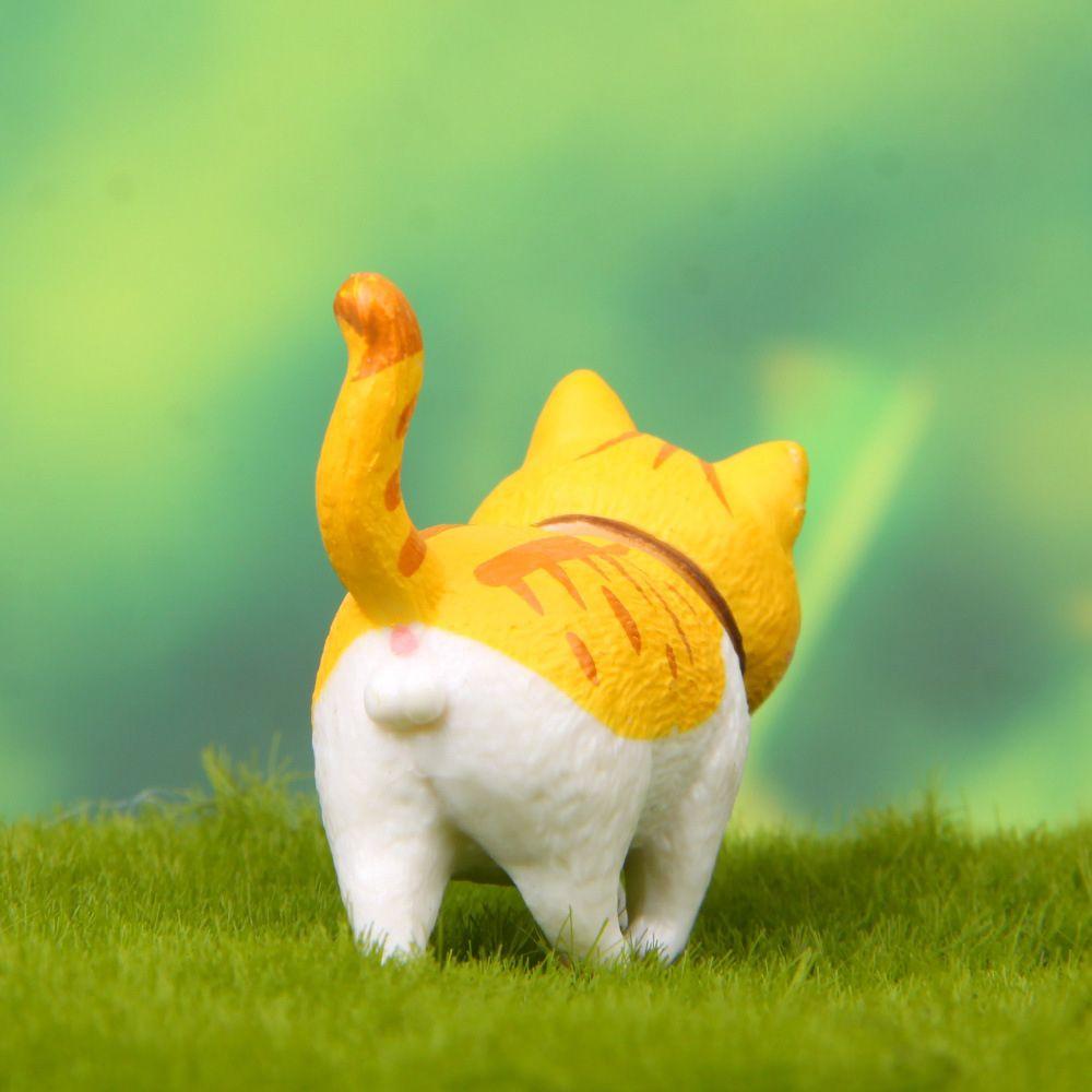 Decor Desktop Ornament Cartoon Cat Figurine Simulation Animal Model With Bowknot Mini Kitten Statue