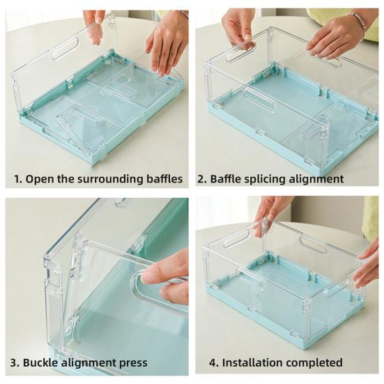 Storage Basket with Cover Easy Assembly Foldable Design Stackable Toy Storage Box