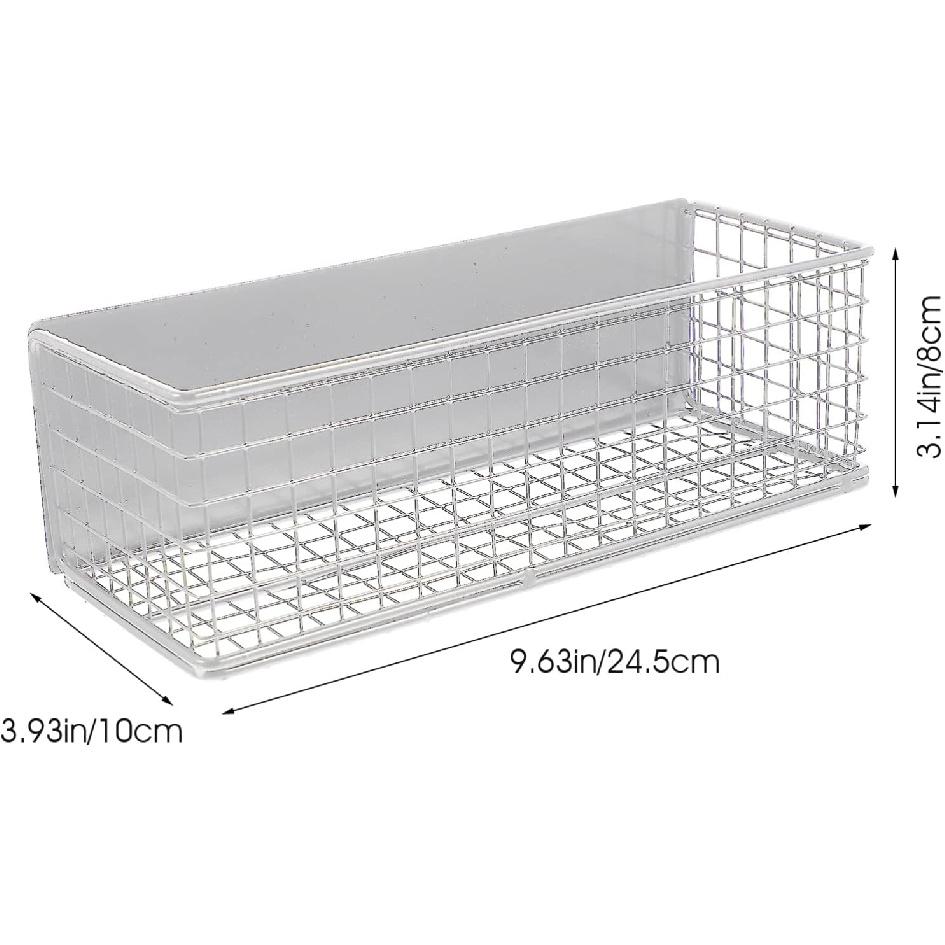 Wire Mesh Magnetic Storage Basket Trash Container Desk Tray Office Organizer for Refrigerator Microwave Oven Magnetic Surface Kitchen Office White