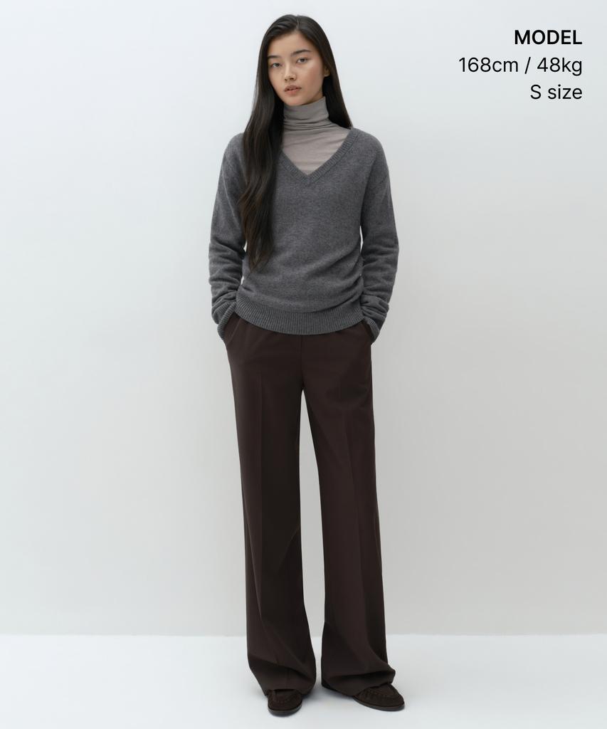 MUSINSA STANDARD WOMAN [Victoria Wool] Women'S V-Neck Knit [Heather Grey]