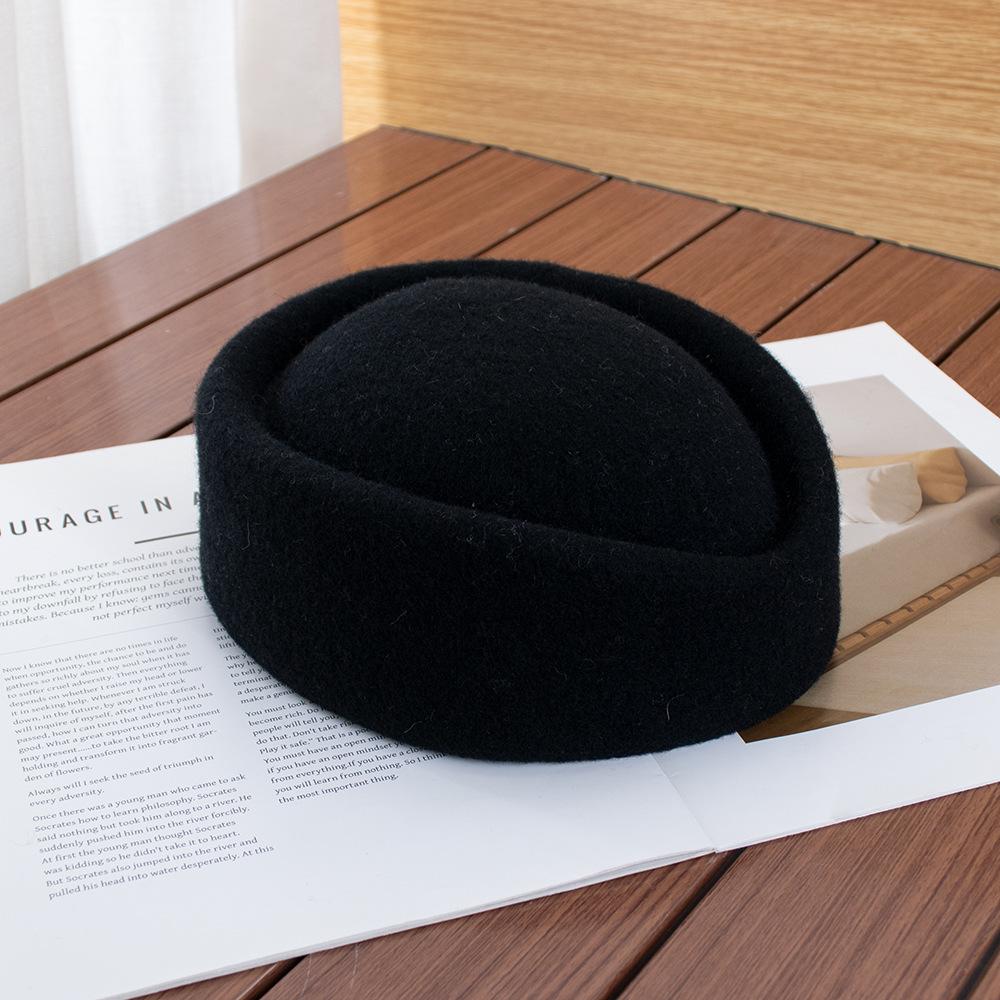 Hepburn vlněný cylindr Francouzský lehký luxusní klobouk s kupolí High-end baret Podzimní a zimní letuščí klobouk cylindr