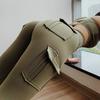 Pantaloni da Yoga a Vita Alta Monocolore Multi Tasche Push Up Senza Cuciture Skinny Leggings Fitness da Donna Activewear