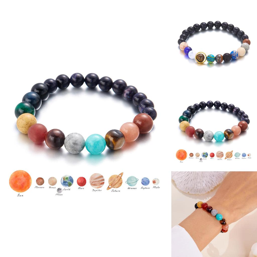 Zodiac Galaxy Beaded Bracelet With Natural Stones And Star Element For Men Women