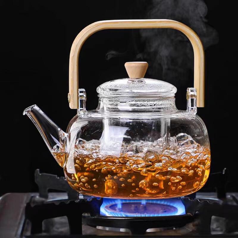 High Borosilicate Glass Teapot with Bamboo Handle