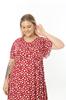 Women's Big Size Dress Large Size Lycra Viscose Red White Drop Pattern Dress