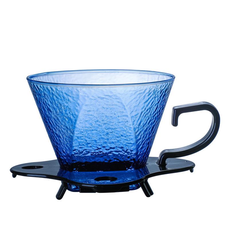 Glass coffee maker, three-hole fan-shaped filter cup for 3-4 people, hand-blown coffee funnel filter, hand-flushing utensil