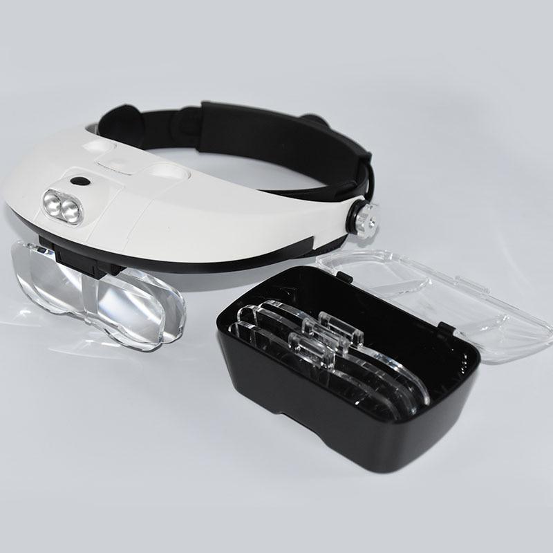 Forstørrelsesglass med hodebånd med LED-lampeforstørrelsesglass for birøktutstyr 1.0-6.0X Multiple forstørrelsesspeil med 5 linse