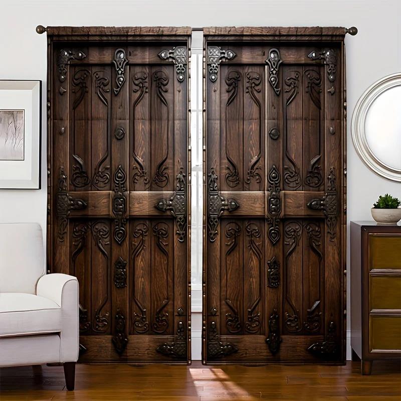 New fashionable wooden door decorative printed curtains, pole bag home decoration, room decoration