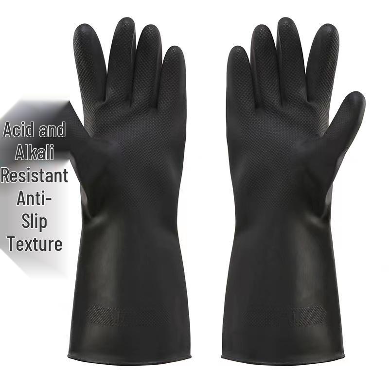 Thickened Black Latex Gloves: Acid & Alkali Resistant, Waterproof, Durable, Non-Slip, for Hair Dyeing and Car Washing.