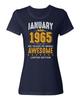 January 1965 Birthday 60 Years of Being Awesome Ladies039 Crewneck T-Shirt
