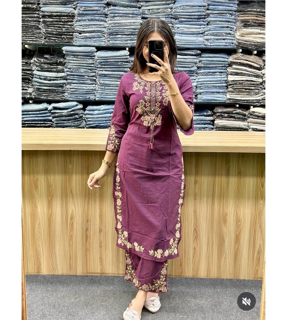 Women Designer Embroidered Kurta Pant Dupatta Set Party Wear Top Tunic Ethnic Salwar Suit