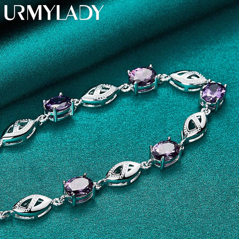 925 Sterling Silber Lila Zirkon Armband für Damen Modeschmuck