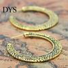 Vintage Big Circle Tibetan Carving Hoop Earrings Women Statement Jewelry Gift