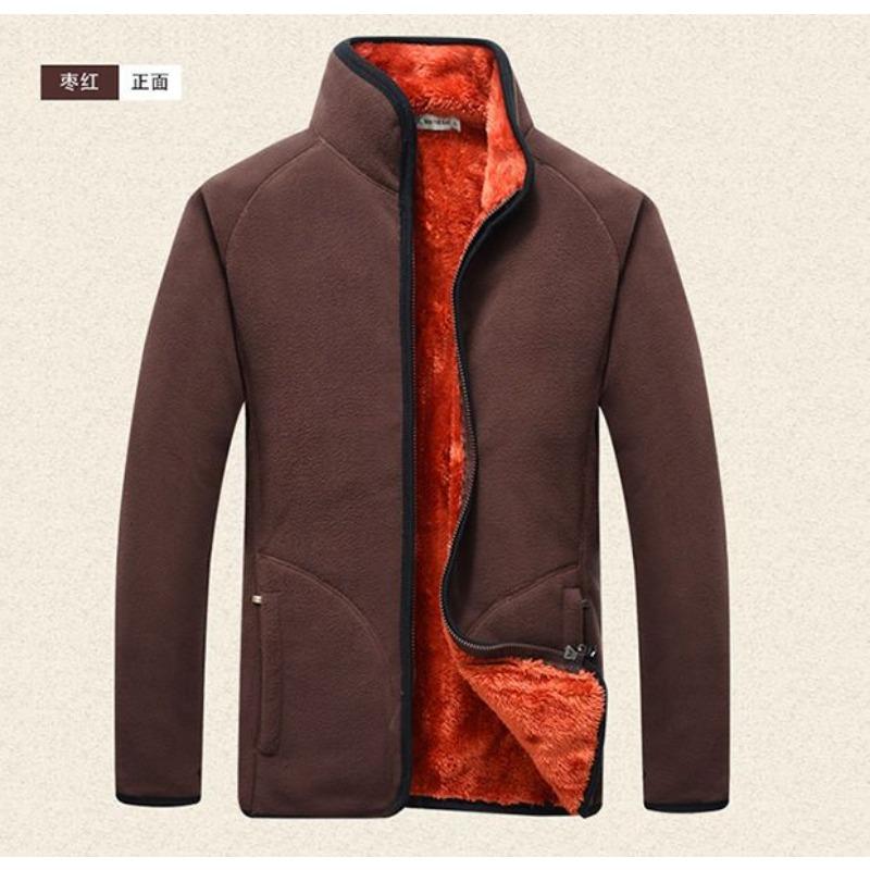 Velvet Thickened Pola Fleece Jacket for Men Lambswool Warm Autumn Winter Sweatshirt Large Size Cardigan Loose Jacket