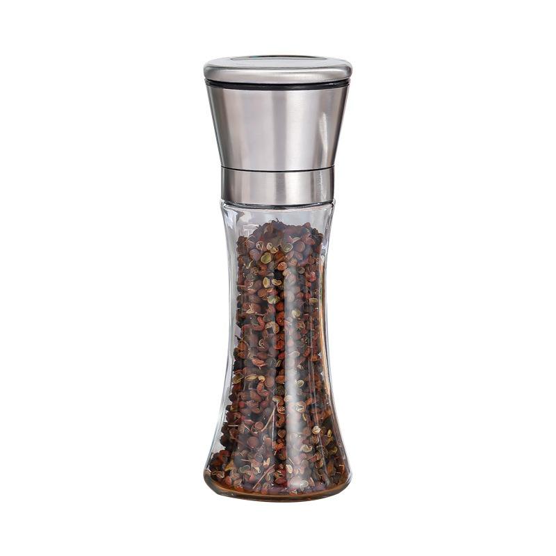 180/200ML Pepper Grinder Stainless Steel Glass Spice Bottle Salt Mill Manual Household Kitchen Gadgets