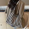 Striped Handbag Shoulder Large Capacity Casual Bag New Women's Bag Tote Bucket Bag Large Capacity Canvas Tote Bag
