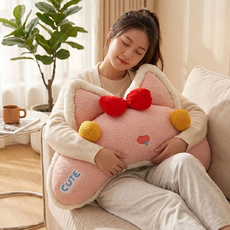 Cozy Cartoon Animal Cushion With Embroidered Cloud Velvet For Bedroom Lounge