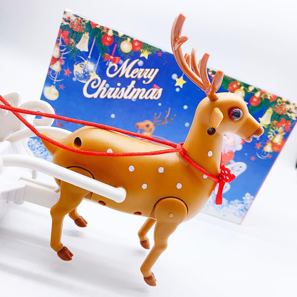 Electric Santa's Reindeer Cart Ornament: Musical Christmas Toy for Kids in Red & White