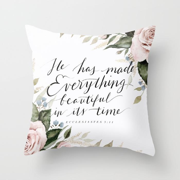 New Flower Plant Peach Velvet Pillow Case Sofa Pillow Car Cushion