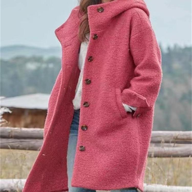 

Women s Casual Hooded Coat Mid-length Single-breasted Autumn Coat Multi-color S