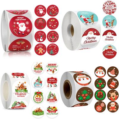 500pcs Merry Christmas Stickers Cartoon Kids Christmas Gift Theme Seal Labels Stickers Baking Package Envelope Stationery Decoration