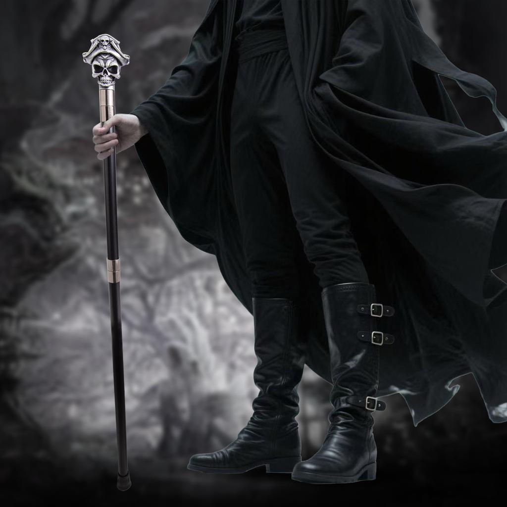 Weißer Hut Piraten Totenkopf Kopf Gehstöcke Mode Stock Dekorative Stöcke Halloween für Cosplay Partys, für Cosplay & Party 93cm