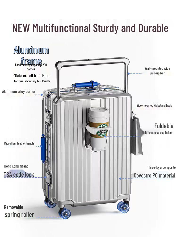 Silent Universal Skate Wheel Suitcase - 20" Boarding Password Box & 24" Trolley Case for Women