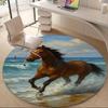 1pcOcean Horse Office Round Area Rug, Indoor Mat Suitable ForOffice, Under Office Chairs Bedroom Living Room Home Decor, Room Deco 058