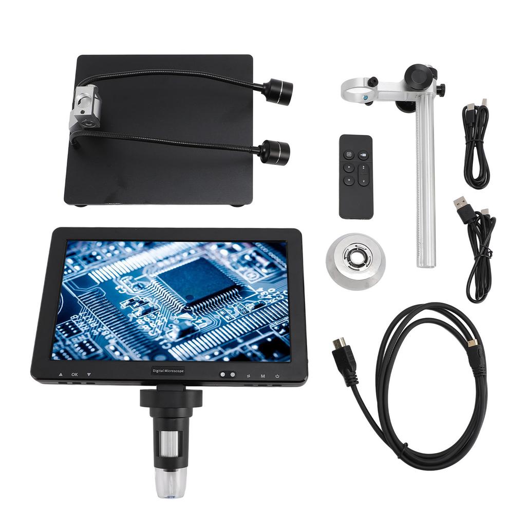 10.1 Inch IPS LCD Digital Microscope 1500X 20MP Coin Microscope Magnifier with 8 Adjustable LED Lights Remote Control