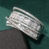 Exquisite CopperColor Inlaid White CZ Women's Ring Geometry Hollow Daily Wear Party Jewelry