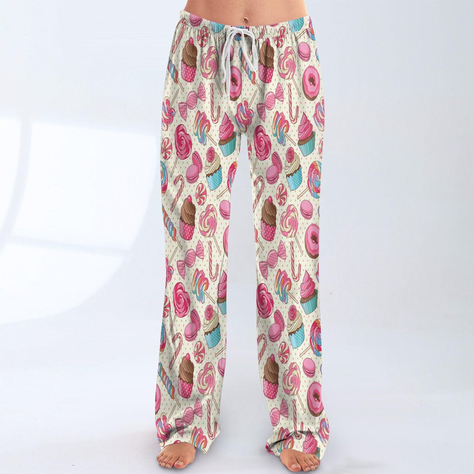 

Женские пижамные штаны, одежда для сна, повседневные брюки с эластичной резинкой на талии, удобные прямые свободные брюки для йоги M розовый