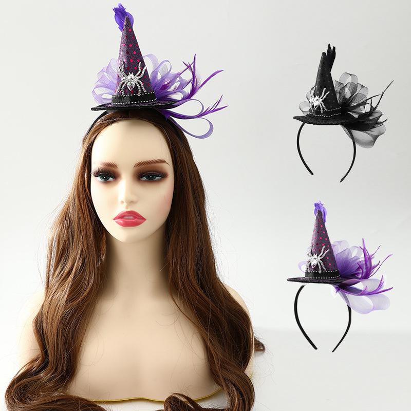

Children s Halloween Black Witch Spider Headband for Stage Performances чёрный