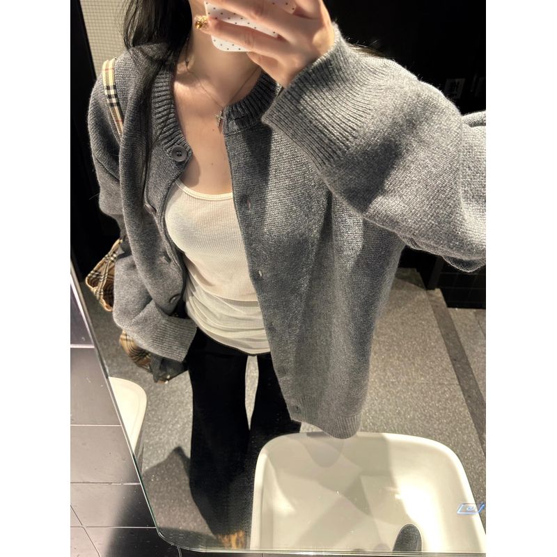 

Черный вязаный кардиган женский весенне-осенний свободного и расслабленного стиля, повседневная нарядная верхняя одежда, толстый свитер-пальто, топ, зима Grey 2XL(Suggested 65.00 kg-75.00 kg)