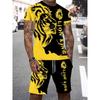 2025 Summer New Men's Summer Casual Daily Short Sleeve and Shorts Set Cool Lion King Printed T-shirt and Drawstring Short Sleeve