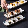 Rechteckige Keramikplatte im japanischen Stil, Sushi-Snack-Dessert-Serviertablett für Frühstück & Haushaltsgeschirr