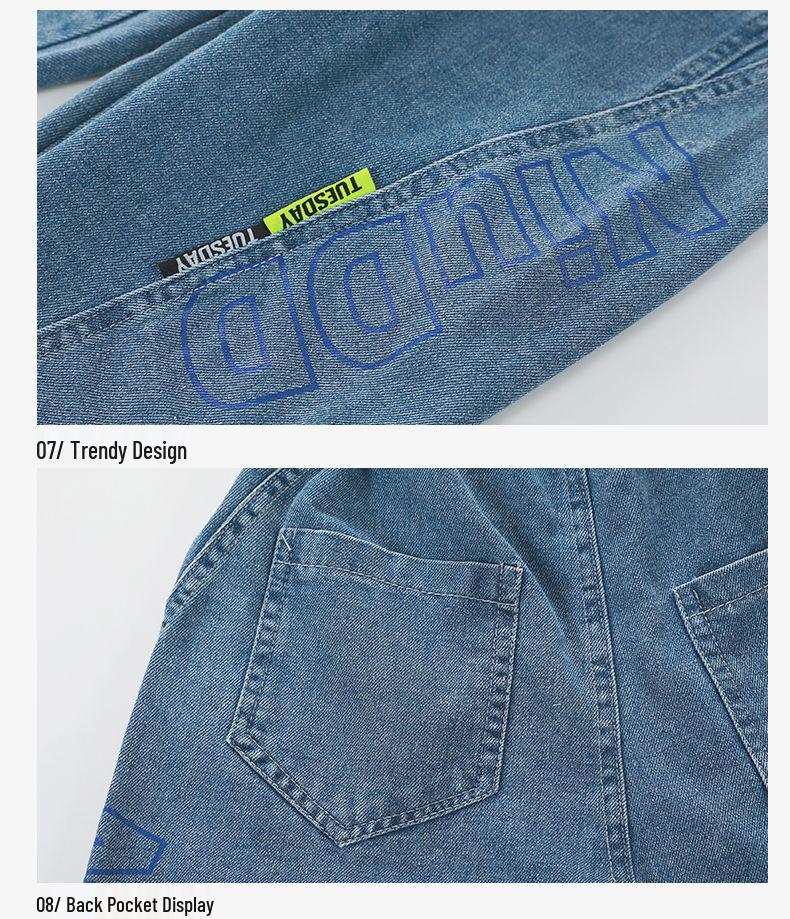Pantaloncini di jeans alla moda sopra il ginocchio per ragazzi: Abbigliamento Estivo Leggero, Fresco e di Media Lunghezza per Bambini Grandi