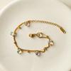 European Multi-layer 18K Gold-Plated Titanium Steel Bracelet with Star, Sun, and Heart Stone Tassels