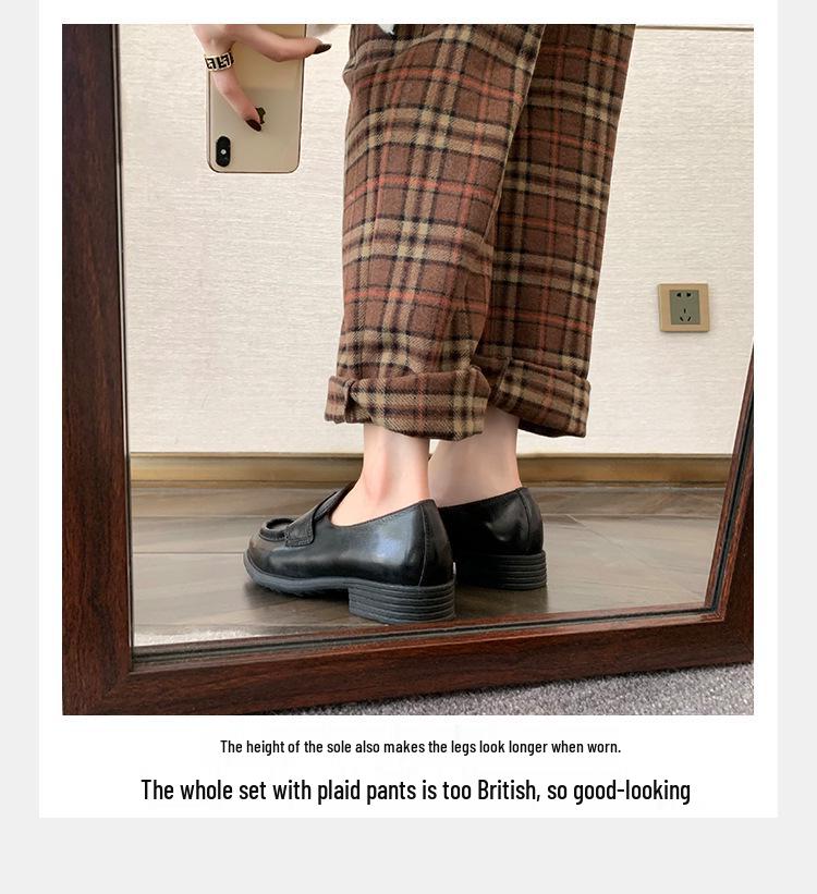 Grape Mom's Retro British College Style Chunky Heel Slip-On Loafers - Perfect for Autumn!