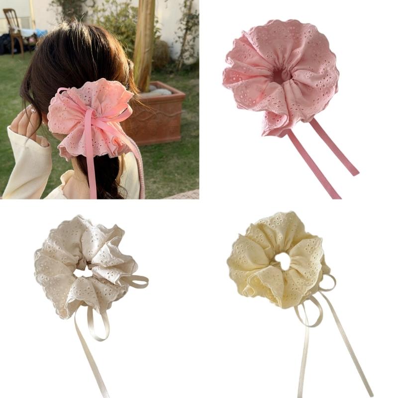 Elegant Lace Trim Drawstring Hair Ties For Women Soft And Stylish Scrunchies Great For Various Hair Types