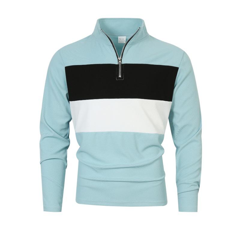 New Retro Men's Zipper Long-sleeved POLO Shirt Trendy Design and Temperament High-end Pullover