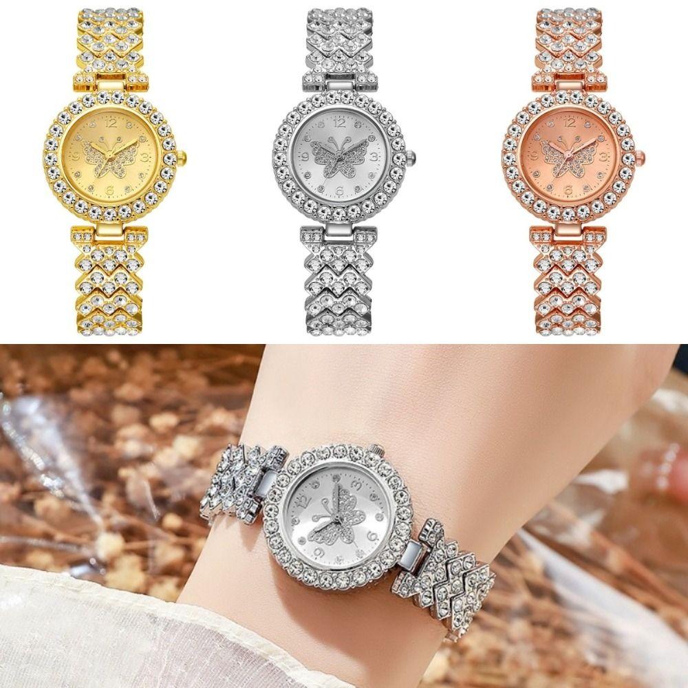 Diamond Decoration Diamond Watch Rhinestone Inlaid Butterfly Surface Watch  For Women
