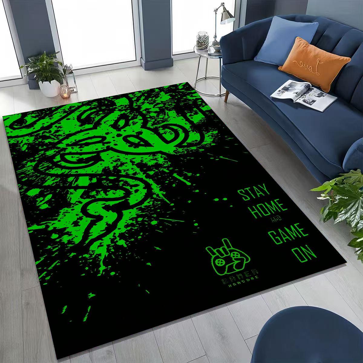 

Модный ковер с логотипом Razer в стиле мото-арт для спальни, гостиной, дивана, домашний придверный коврик, большой детский нескользящий напольный коврик 40x60cm( 15x23in )