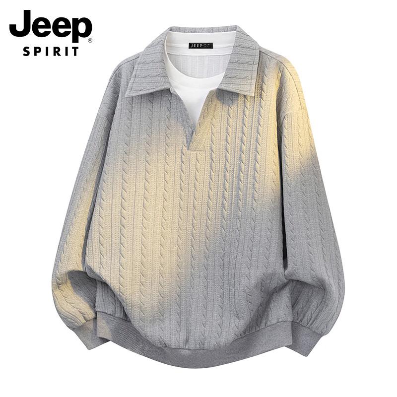

JEEP SPIRIT Men s Long Sleeve Polo Sweatshirt 3XL