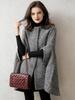 Korean Style Plaid Wool Cape Coat for Women - Autumn/Winter Loose Slimming Shawl